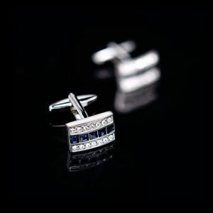 Modern Crystal Blue & White Cufflinks FSCUFFS001