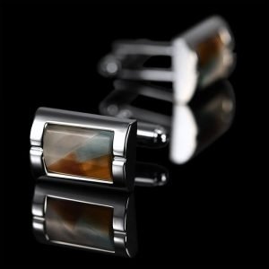 Silver PlatedBrown Colour Stone Cufflinks FSCUFFS010