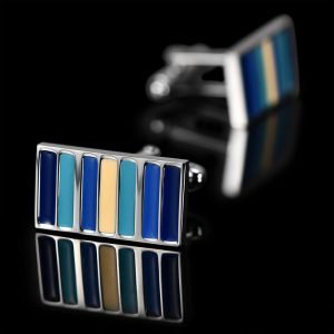 Rectangular Aquamarine Pattern Cufflinks FSCUFFS011
