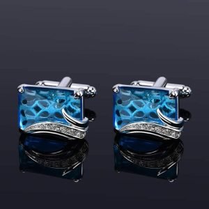 Crystal Blue Gemstone Cufflinks FSCUFFS002