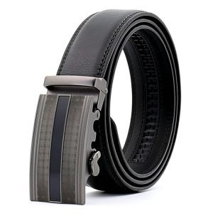 High Quality 100% Genuine Men's Automatic Ratchet Sliding Leather Belt - FSB40