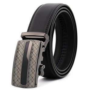 High Quality 100% Genuine Men's Automatic Ratchet Sliding Leather Belt - FSB16