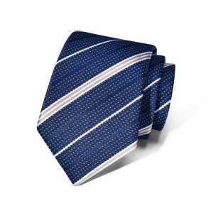 Navy Blue Stripes with Dots Tie - FST7740