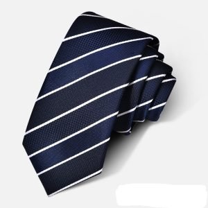 White Stripes on Blue Tie - FST6652