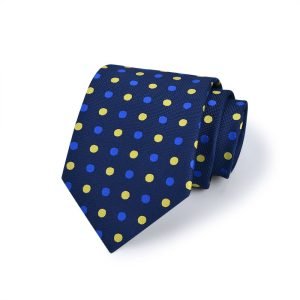 Yellow and Blue Dots on Blue Tie - FST8034